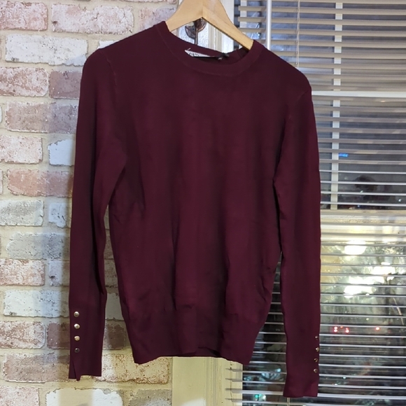 Zara Men's Burgundy Sweater - Picture 1 of 2